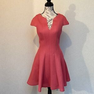 Pink Waffle Cap Sleeve Dress with Pockets